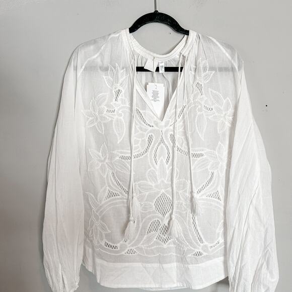 H&M Boho White Tunic Blouse Top NEW 8 - Picture 1 of 8